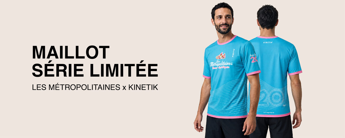 Maillot série limitée Les Métropolitaines × Kinetik, vu de face et de dos